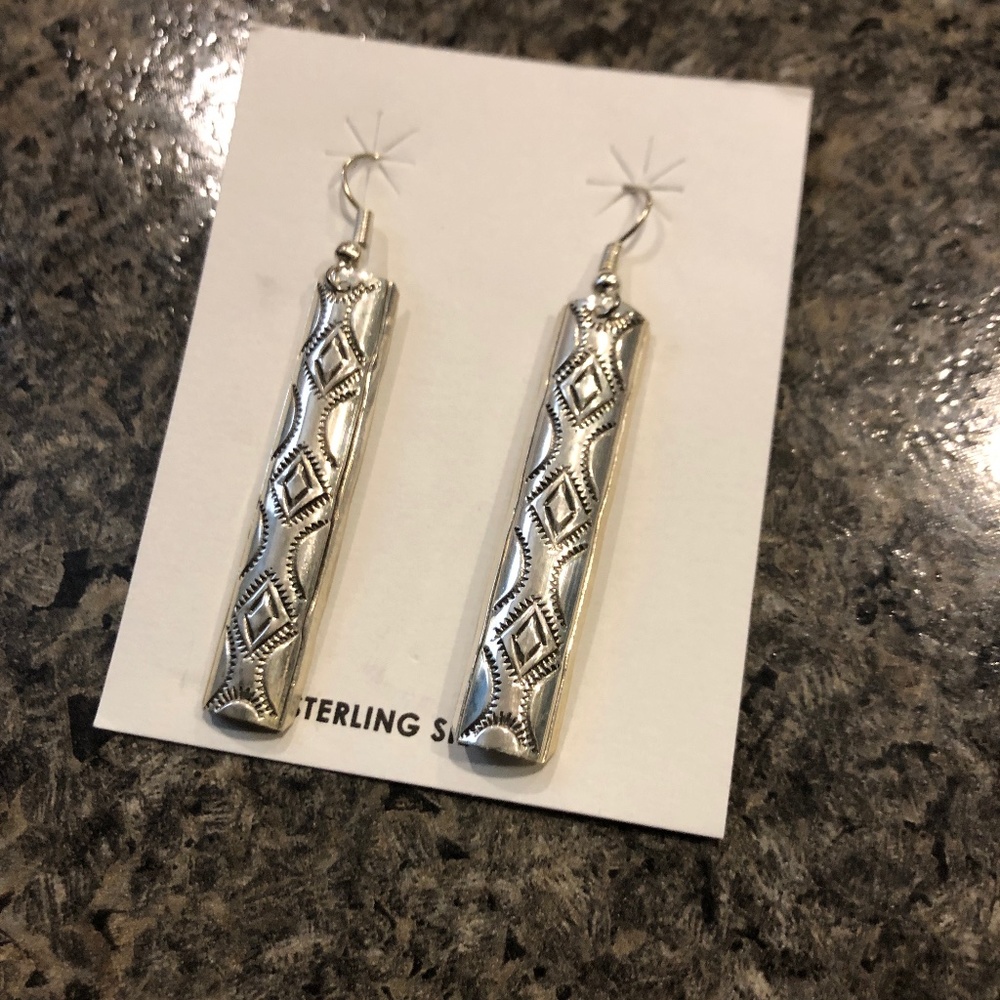 Navajo Native American Sterling Silver Earrings